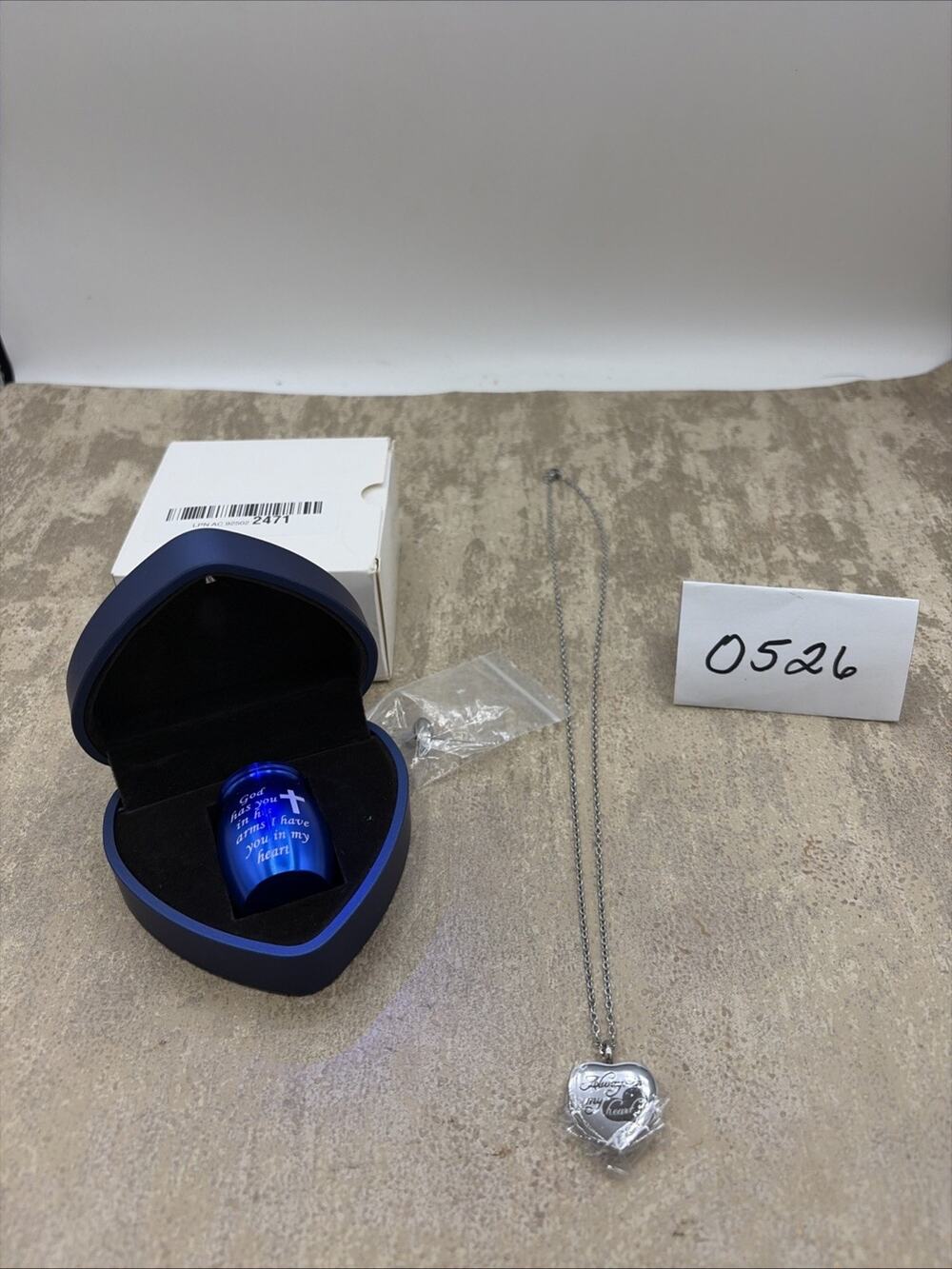 Small Urn for Ashes Keepsake with Lighted Heart Box & Necklace